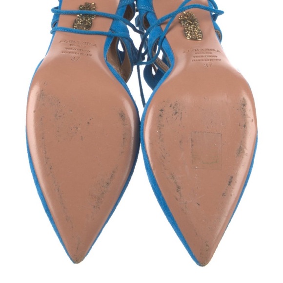 Last chance! Aquazzura blue belgravia heels 6.5 36.5 - Picture 2 of 6